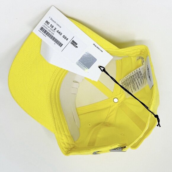 NEW MINI Cooper Cap BMW Group Hat Signet Lemon Yellow Adjustable Unisex One Size - Picture 9 of 14